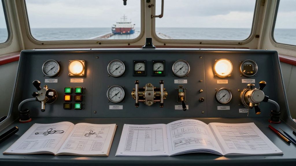 Commercial vessel underway at sea